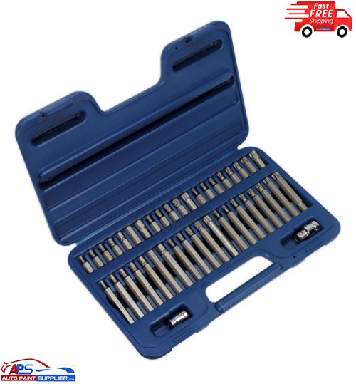 AK219 Sealey TRX Star Spline Hex Bit Set 42pc 3/8" 1/2" Square Drive Car Garage